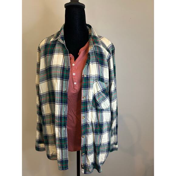 American Eagle Boyfriend Fit Plaid Flannel Shirt Size L Cozy Cabin Style - Picture 4 of 4